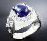 Стильное серебряное кольцо с кабошоном синего сапфира 1,42 карат Серебро 925
