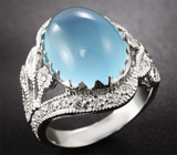 Серебряное кольцо с голубым халцедоном Серебро 925