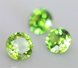 Набор из 3 уральских демантоидов 0,64 карат! «Конский хвост» 