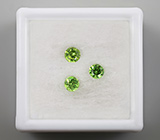 Набор из 3 уральских демантоидов 0,64 карат! «Конский хвост» 