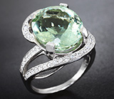 Изысканное серебряныое кольцо с зеленым аметистом Серебро 925