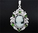 Серебряный кулон с камеей и диопсидами Серебро 925