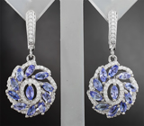 Чудесные серебряные серьги с танзанитами Серебро 925