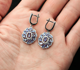 Чудесные серебряные серьги с танзанитами Серебро 925