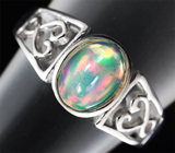 Изящное серебряное кольцо с многоцветным эфиопским опалом 2,04 карат Серебро 925