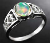 Изящное серебряное кольцо с многоцветным эфиопским опалом 2,04 карат Серебро 925