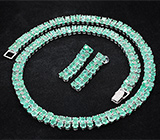 Серебряный комплект с изумрудами Серебро 925