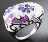 Серебряное кольцо с цветной эмалью