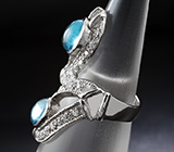 Элегантное серебряное кольцо с кабошонами голубых топазов Серебро 925
