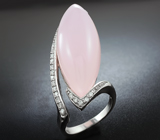 Элегантное серебряное кольцо с розовым кварцем Серебро 925