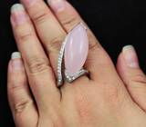 Элегантное серебряное кольцо с розовым кварцем Серебро 925