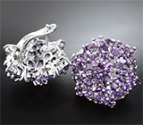 Роскошные серебряные серьги с аметистами Серебро 925