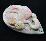 Камея-подвеска «Розовый фламинго» из цельного перуанского опала 31,1 грамм 