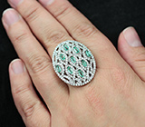 Превосходное серебряное кольцо с изумрудами Серебро 925