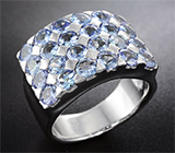 Замечательное крупное серебряное кольцо с танзанитами Серебро 925