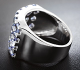 Замечательное крупное серебряное кольцо с танзанитами Серебро 925
