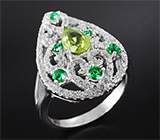 Чудесное серебряное кольцо с перидотом Серебро 925