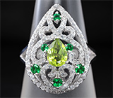 Чудесное серебряное кольцо с перидотом Серебро 925