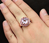 Стильное серебряное кольцо с аметистом и родолитами Серебро 925
