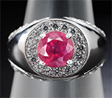 Стильное серебряное кольцо с рубином Серебро 925