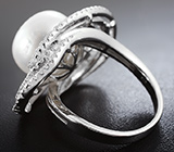 Эффектное крупное серебряное кольцо с жемчужиной Серебро 925