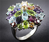 Праздничное серебряное кольцо с самоцветами Серебро 925