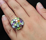 Праздничное серебряное кольцо с самоцветами Серебро 925