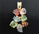 Кулон с резными шпинелями и перидотами Золото