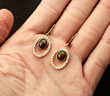 Серебряные серьги с черными опалами 2,43 карат Серебро 925