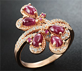 Великолепное серебряное кольцо с рубинами Серебро 925