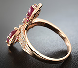 Великолепное серебряное кольцо с рубинами Серебро 925