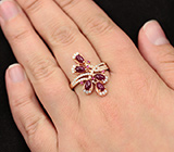 Великолепное серебряное кольцо с рубинами Серебро 925