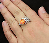 Чудесное серебряноое кольцо с резным кораллом Серебро 925