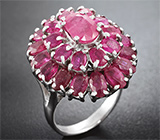 Превосходное серебряное кольцо с пурпурными сапфирами Серебро 925