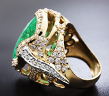 Эксклюзив! Роскошное золотое кольцо с уникальным параиба турмалином и бриллиантами 3,13 карат Золото