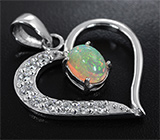 Изящный серебряный кулон с эфиопским опалом Серебро 925