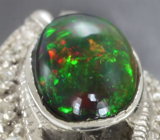 Серебряное кольцо с черными опалами Серебро 925