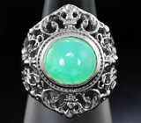 Филигранное серебряное кольцо с хризопразом Серебро 925