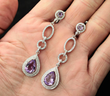 Изысканные серебряные серьги с аметистами Серебро 925