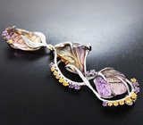 Кулон с резными аметринами и разноцветными сапфирами
