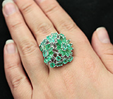 Роскошное серебряное кольцо с изумрудами Серебро 925