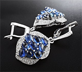 Роскошные серебряные серьги с кианитами Серебро 925