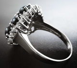 Эффектное серебряное кольцо со звездчатыми сапфрами 2,45 карат Серебро 925