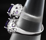 Оригинальное серебряное кольцо с уругвайскими аметистами Серебро 925