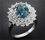 Серебряное кольцо с насыщенно-синим топазом Серебро 925