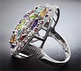 Роскошное серебряное кольцо с самоцветами Серебро 925