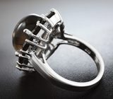 Стильное серебряное кольцо с дымчатым кварцем Серебро 925