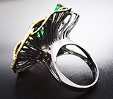 Серебряное кольцо с изумрудами, цаворитами и желтыми сапфирами Серебро 925
