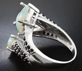 Великолепное серебряное кольцо с шикарными эфиопскими опалами 4,2 карат и черными шпинелями Серебро 925