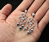 Роскошные серебряные серьги с насыщенно-синими топазами Серебро 925